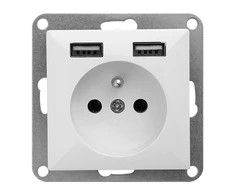 Gniazdo Lizdas Lizdas su kištuku, 2P+E, su Pearl įkrovikliu, 16A, 250V, PT-16P/USB, baltas