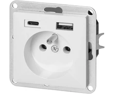 Gniazdo Lizdas Lizdas su USB įkrovikliu, 2P+E, Pearl, 16A, 250V, PT-16P/USB, baltas