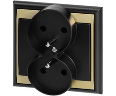 Gniazdo Lizdas Luna dvigubas kištukinis lizdas 2x2P+Z, 16A, 250V, PT-6LR, juodas/auksinis