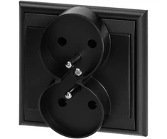 Gniazdo Lizdas Luna dvigubas kištukinis lizdas 2x2P+Z, 16A, 250V, PT-6LR, juodas