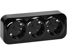 Orno Lizdas „ToDo“ trigubas lizdas 2P+Z Schuko IP20, 16A, 230V AC, juodas, 10 vnt.