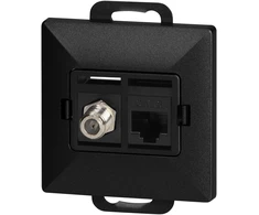 Gniazdo Juodas F tipo ir RJ45 Cat6 lizdų komplektas
