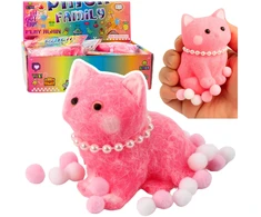 Lean Toys Minkštas žaislas kačiukas su perlais ir pomponais 8 cm