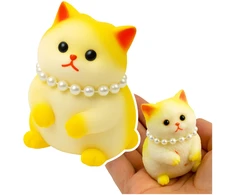 Lean Toys Geltona silikoninė katė su perlais, 7,5 cm