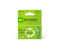 GP Battery GP - Įkraunamos baterijos, AA dydis, 1300 mAh, 4 vnt. pakuotė