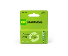 GP Battery GP - Įkraunamos baterijos, AAA dydžio, 650 mAh, 4 vnt. pakuotė