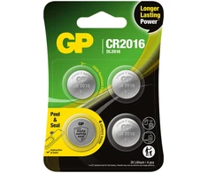 GP Battery GP - ličio elementų baterijos CR2016, 3 V, su apsauginiu sandarikliu, 4 vnt. pakuotėje