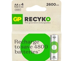 GP Battery GP - ReCyko įkraunamos baterijos, AA dydžio, 2600 mAh, 4 vnt. pakuotė