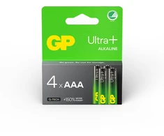 GP Battery GP - „Ultra Plus“ šarminės baterijos, AAA dydžio, 24AU/LR03, 1,5 V (4 vnt. pakuotė)