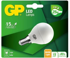 GP - LED lemputė, maža rutulinė, E14, 3,5 W (25 W), 250 lm