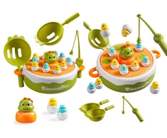Lean Toys Medinė Dinozaurų Žvejybos Žaidimų Rinkinys Vaikams
