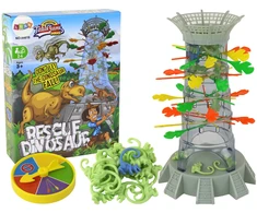 Lean Toys Stalo žaidimas vaikams „Krentantys dinozaurai“ su bokštu
