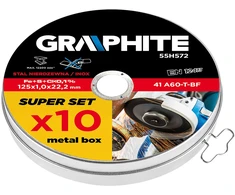 Graphite Pjovimo diskas metalui 125 x 1,0 x 22,2 mm, 41 A60-T-BF, INOX, 10 vnt.
