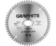 Tiekimas Graphite Plunge pjūklo diskas, Widia, 165 x 1,5 x 2,6 x 20 mm, 60 dantų 55H689