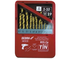 Grąžtas Dedra Rinkinys metalui HSSkobaltasTiN 19 vnt 135