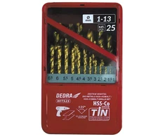 Grąžtas Dedra Rinkinys metalui HSSkobaltasTiN 25 vnt 135