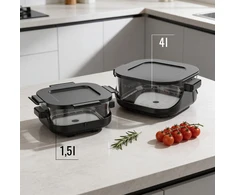 Gruzdintuvė TEESA STIKLINĖ ORO GRUZDINTUVĖ 4L, 1,5 L, 1500W neriebi gruzdintuvė