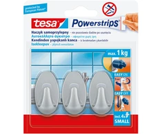 Tesa Haczyk Lipnūs kabliukai. 3 maži ovalo formos maitinimo laidų juostelės + 4 plastikiniai.