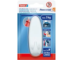 Tesa Haczyk „Powerstrips“ lipnus kabliukas, 1 vnt., ovalus, didelis, baltas