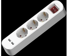 Hand Home Przedłużacz su trzykrotnym gniazdem su wyłącznikiem; schuko i usb; 3x2p+su; 16a; 1,5m; balta