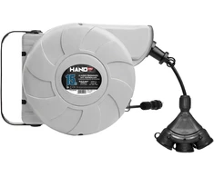 Hand Pro Przedłużacz bębnowy su automatycznym zwijaczem 15+2m IP44, 32,5mm, potrójne gniazdo i wtyczki extrem schuko