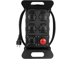 Plastrol Statybinis skirstomasis įrenginys nešiojamas su avariniu išjungikliu su apsauga; H07RN-F; 3×2,5; 230V, 4x2P+uz; 1xUSB; kabelio ilgis 2 m
