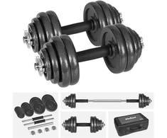 REBEL ACTIVE reguliuojamo svorio hanteliai dėkle, 30 kg, su štanga