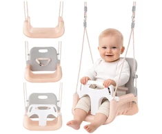 Kruzzel 3-in-1 pilka-beige children's swing