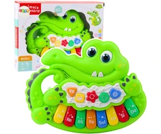 Lean Toys Interaktyvus vaikų pianinas „Krokodilas“ su garsais ir šviesomis