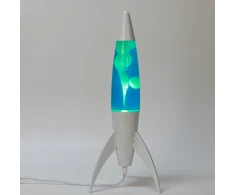 Itotal Lava lempa Rocket su baltu pagrindu, mėlynu skysčiu ir baltu vašku, 44x16x16 cm
