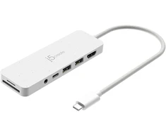 „J5create“ – ekologiškas USB-C kelių prievadų šakotuvas su maitinimo šaltiniu – baltas