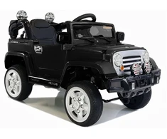 Jeep JJ245 Baterijomis maitinamas automobilis vaikams, LED žibintai, MP3 nuotolinio valdymo pultas, juodas