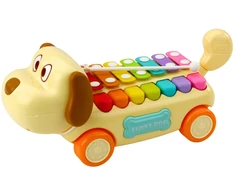 Lean Toys Žaislinis šuniukas su lėkštelėmis ir judančiomis dalimis
