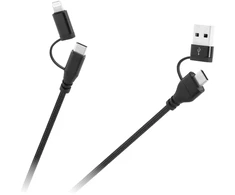 Cabletech Kabelis USB A/C kištukas - USB C/žaibo kištukas (2+2) 1m