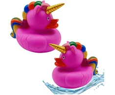 Lean Toys Rožinis vienaragio ančiukas voniai su vaivorykštės karčiais