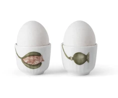 Kähler - Hammershøi Poppy Egg Cup - Baltas w. Deko - Ø5 cm - 2 vnt.