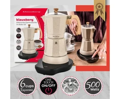 Kavavirė Elektrinis espreso kavos virimo aparatas, 300 ml, smėlio spalvos, 500 W, klausberg KB-7999