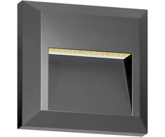 KIBO LED 1W, fasado šviestuvas, 80lm, IP65, 4000K, kvadratinis, pilkas