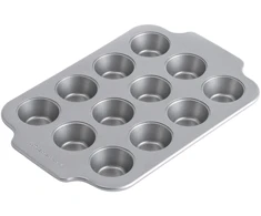 KitchenAid - Metalinės kepimo formos, mini apvalios kepimo formos, 12 vnt. - sidabrinės