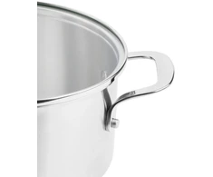 KitchenAid - Nerūdijančio plieno lakštų rinkinys: 20 cm troškintuvas su dangčiu, 24 cm troškintuvas su dangčiu, 16 cm puodas (be dangčio) - sidabro spalvos