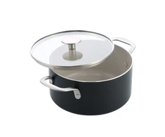 KitchenAid - Spalvotas aliuminio puodas su dangčiu - matinės juodos spalvos - 20 cm