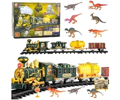 Lean Toys Elektrinis traukinys su dinozaurais ir nuotolinio valdymo pultu