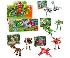 Lean Toys Dinozaurų ir Robotų Konstrukciniai Blokeliai 2-in-1, 50-70 vnt.