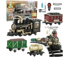 Lean Toys Elektrinis traukinys RC su šviesomis, garsais ir dūmais 206 cm 24 vnt.