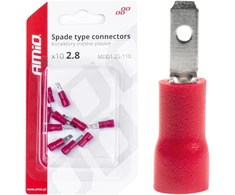 Izoliuoti plokščii kištukai 2.8mm 0.5-1.5mm2 10a 10 vnt. amio-03064