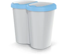Prosperplast Krepšys „Compacta B Duo“ šiukšliadėžė, mėlyna/pelenų spalvos, 40 l talpos, vienas skyrius, du dangčiai, montuojama ant sienos, NDBS40-2717C