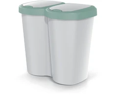 Prosperplast Krepšys „Compacta B Duo“ šiukšliadėžė, žalia/peleninė, talpa 40 l, vienas skyrius, du dangčiai, montuojama ant sienos, NDBS40-5575C_4