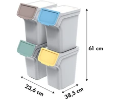Prosperplast Kosze STACKBOX Q SET šiukšliadėžės - uosio spalvos, 20 l. Keden