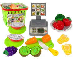 Lean Toys Žaislinis vaisių ir daržovių rinkinys su svarstyklėmis