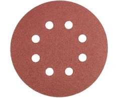 Krążki Šlifavimo diskai su lipdukais, 125 mm, P120, 5 vnt., su 8 skylėmis